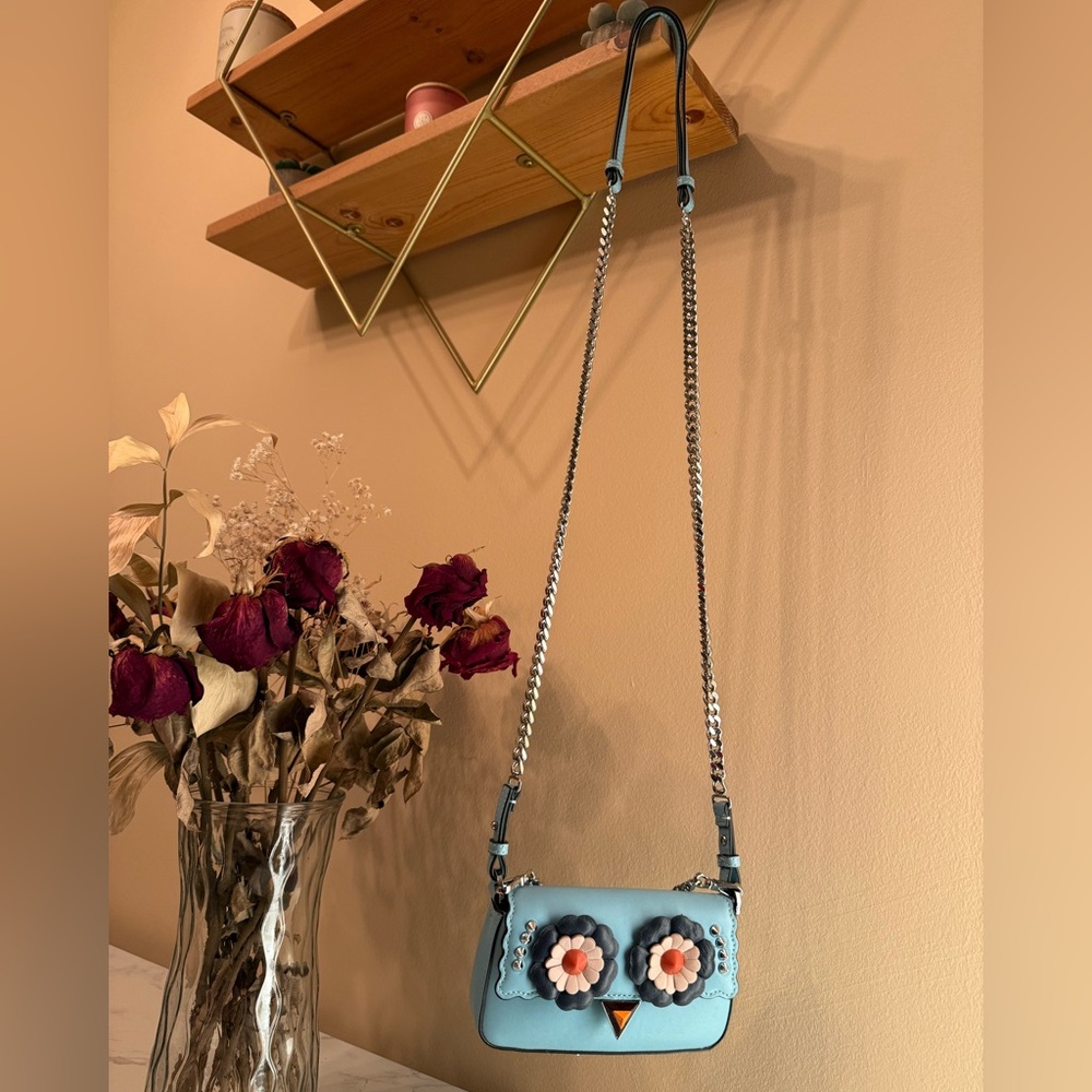 Authentic Fendi Hypnoteyes Micro Baguette in blue